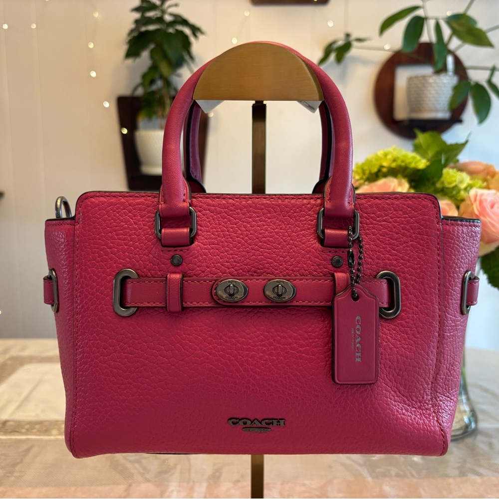 Coach swagger Fuchsia Leather Satchel-gunmetal silver hardware very nice